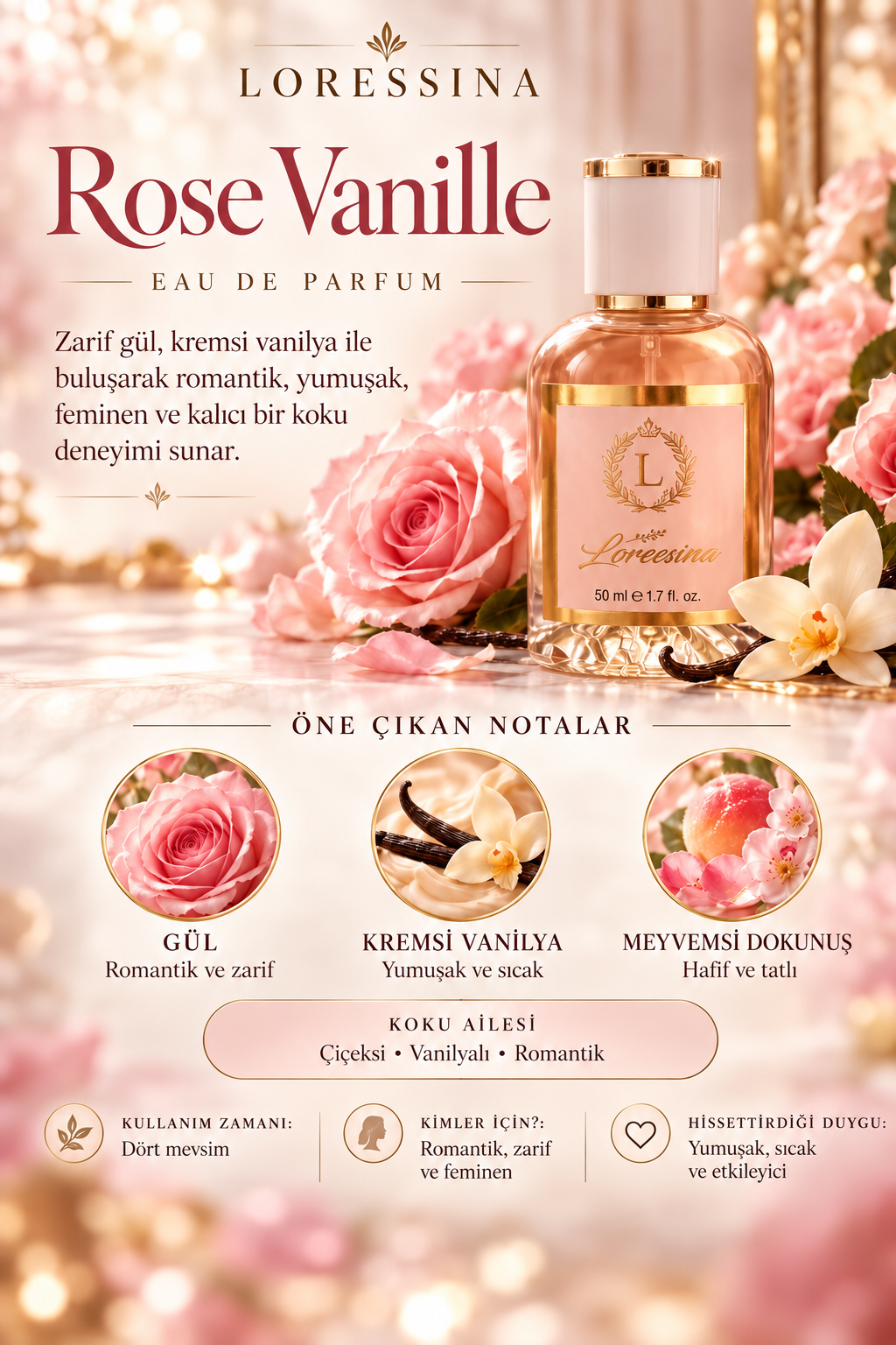 LORESSİNA - Rose Vanille - PARFÜM 50 ml