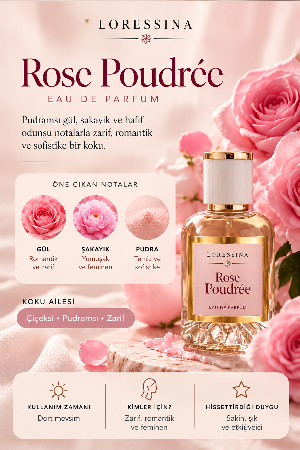 LORESSİNA - Rose Poudree - PARFÜM 50 ml
